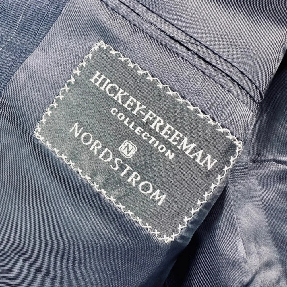 Hickey Freeman Nordstrom 42L Blue Pinstripe Loro Piana Super 120s Blazer Jacket
